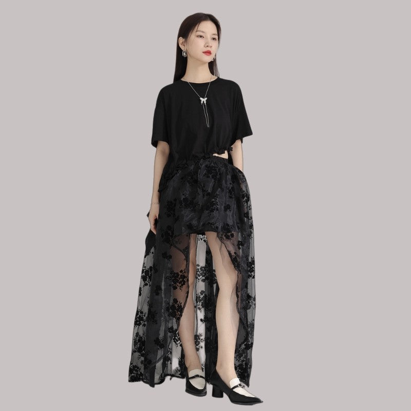 Lace Front Short Back Long Skirt