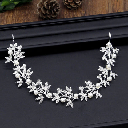 Alloy Leaf Pearl Bridal Hair Accessories with Rhinestones