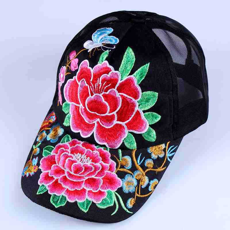 National Characteristic Thin Mesh Hat Breathable Cool Hat Embroidered Casual Sun Hat In Summer Women'S Baseball Cap