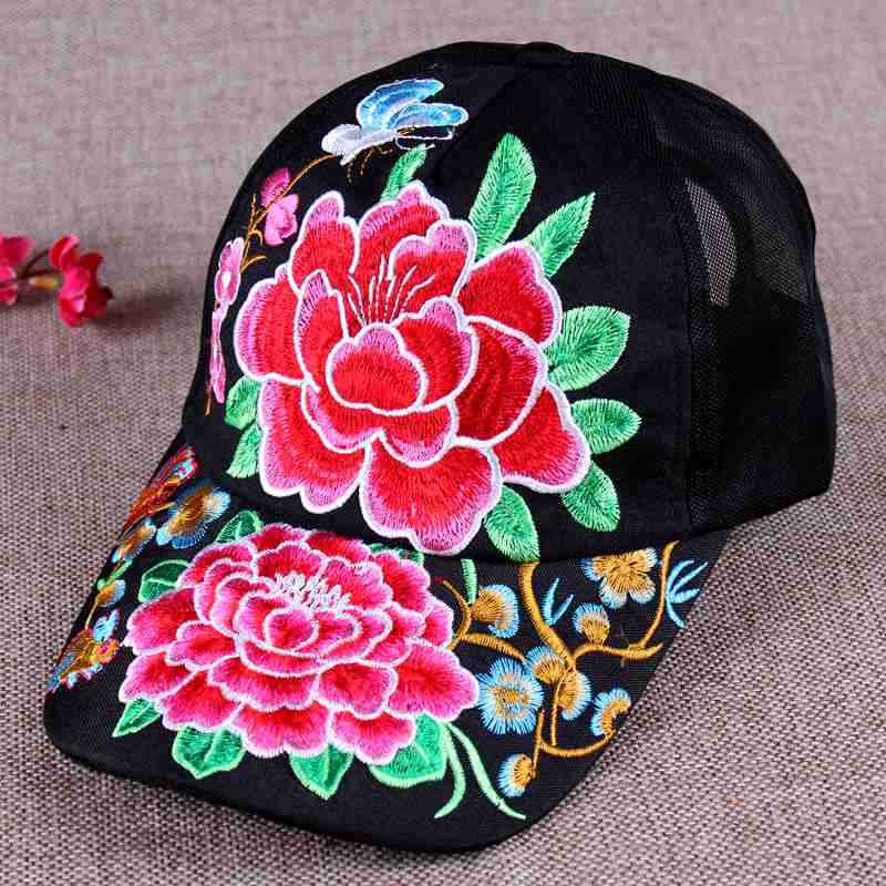 National Characteristic Thin Mesh Hat Breathable Cool Hat Embroidered Casual Sun Hat In Summer Women'S Baseball Cap