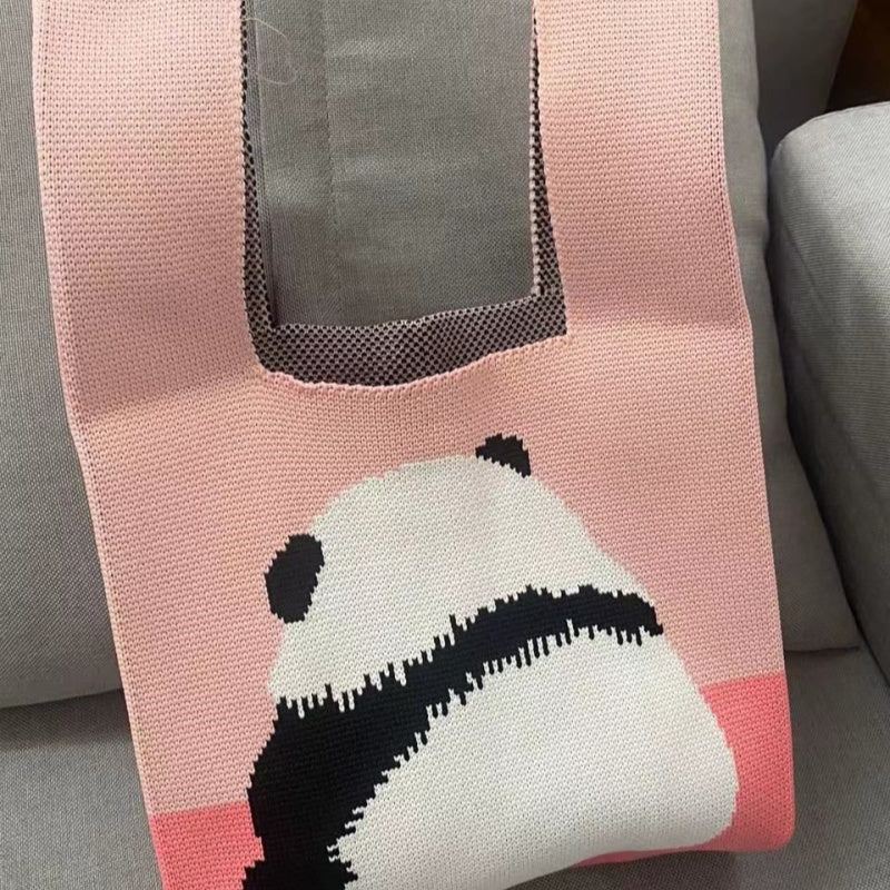 Crochet Tote Bag Big Butt Panda Knitting Bag