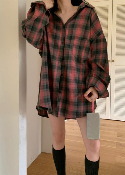 Oversized Plaid Shirt Soft Cotton Relaxed Fit