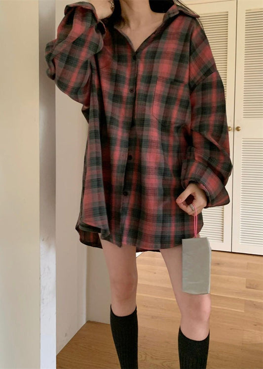 Oversized Plaid Shirt Soft Cotton Relaxed Fit