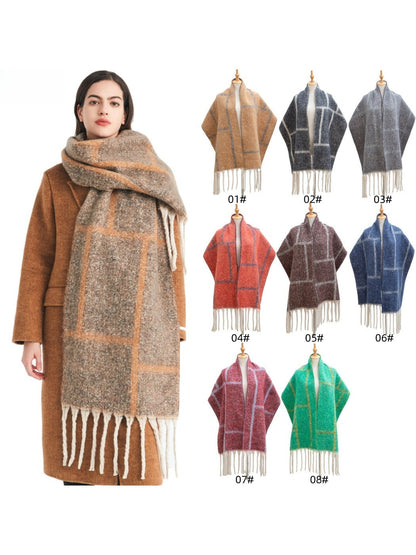 Scarvii - Winter Tassel Plaid Jacquard Scarf
