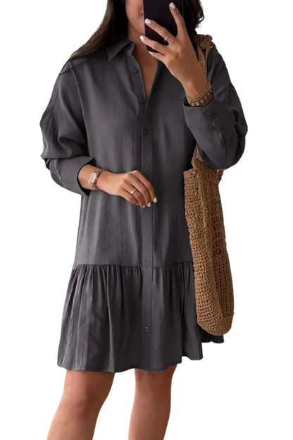 Women's Fashion Loose Button Down Shirt Dress