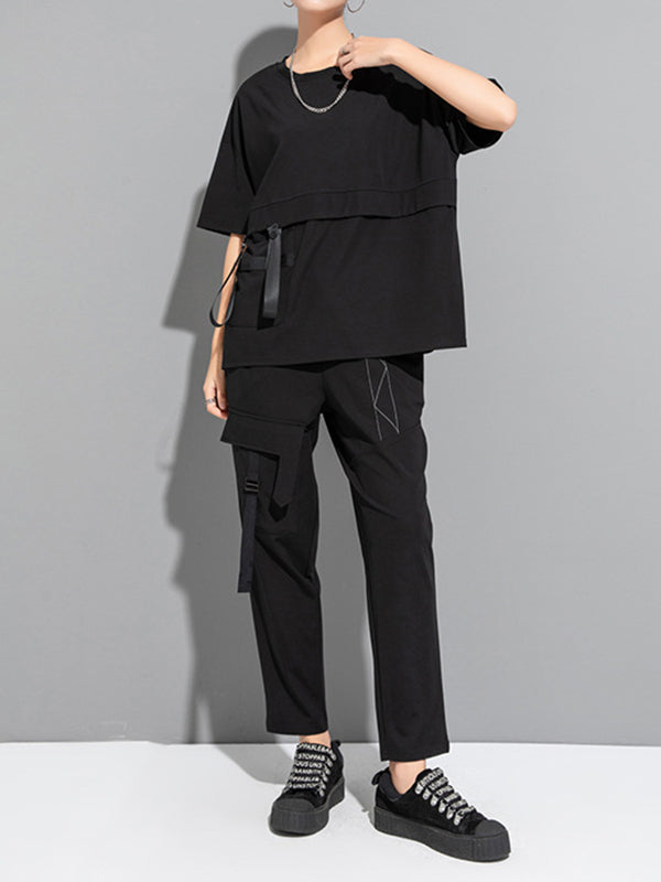 Harem Pants Ninth Pants Pockets Split-Joint Casual Pants Bottoms Ninth Pants