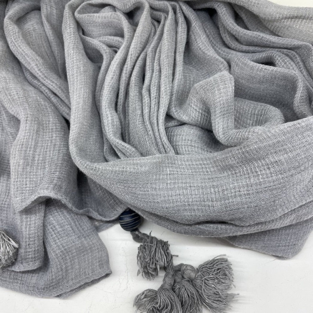 Scarvii - Large Color-Block Scarf With Fringe