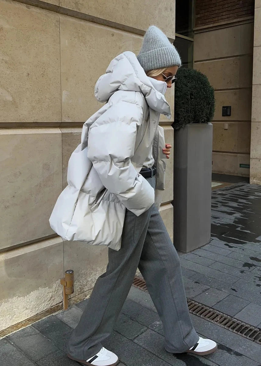 Oversized Cotton Blend Puffer Jacket Casual Winter