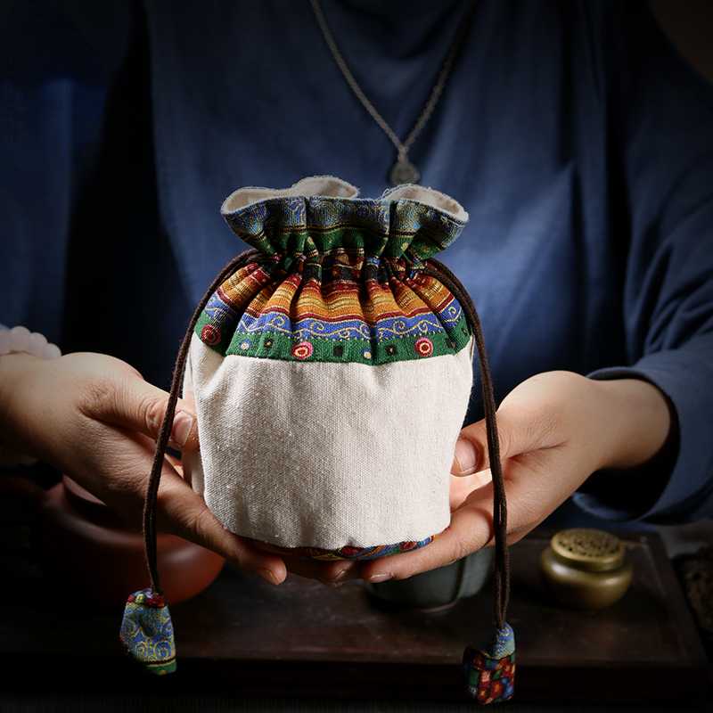 Vintage Double Thickened Cotton And Linen Storage Bag High-Grade Play Cloth Bag Drawstring Jewelry Small Pouch