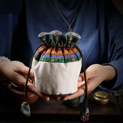 Vintage Double Thickened Cotton And Linen Storage Bag High-Grade Play Cloth Bag Drawstring Jewelry Small Pouch