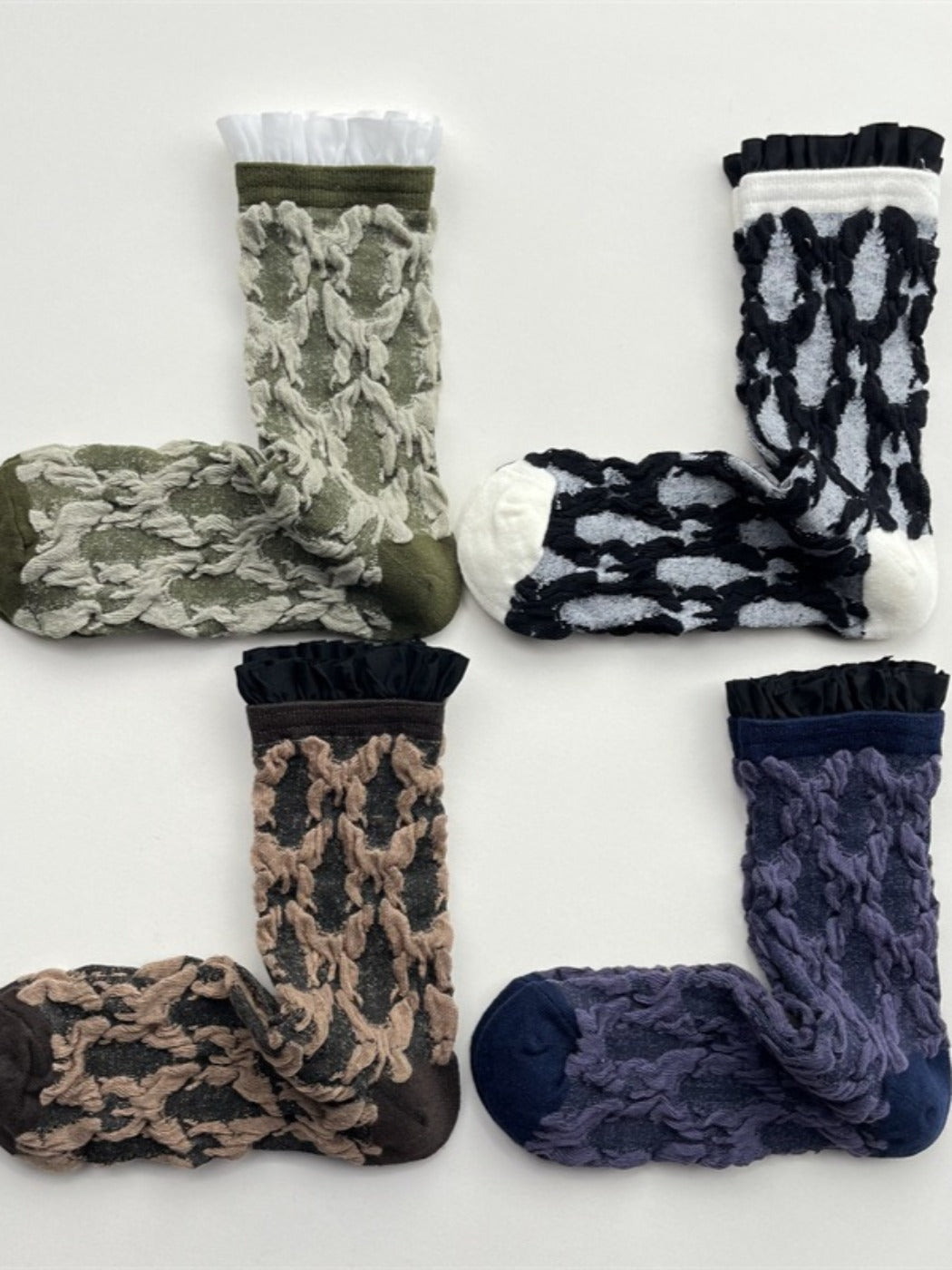 Rufia -  Butterfly Pattern Mid-calf Socks with Retro Style