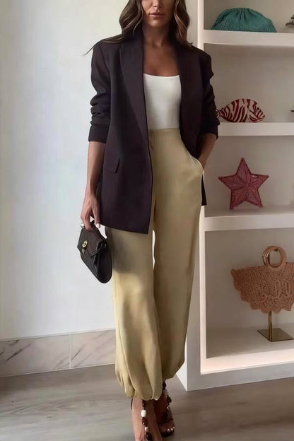 City Phantom Button Up Long Sleeve Lapel Loose Blazer