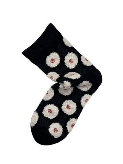 Rufia - Retro Mid-calf Socks with Floral Leaf Patterns