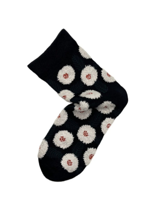 Rufia - Retro Mid-calf Socks with Floral Leaf Patterns