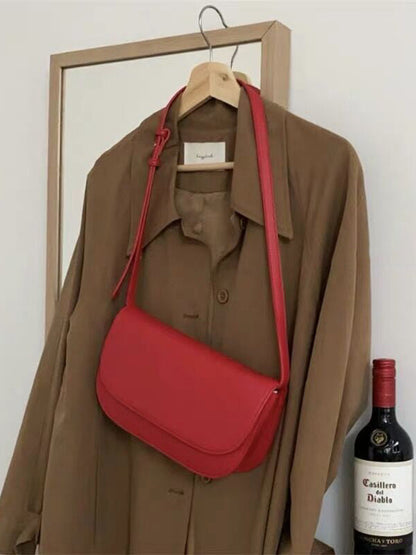 Urban PU Split-Joint Burgundy Shoulder Bag