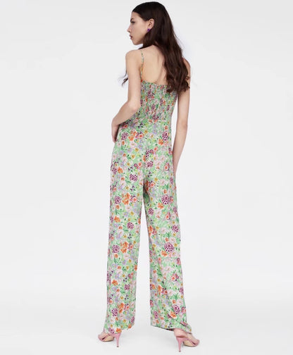 Bohemian Summer Stretch Print Jumpsuit Casual Pants