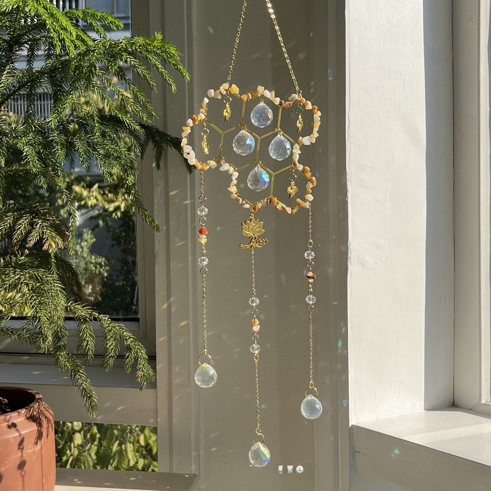 Stone Cross Bee Crystal Home Hangings