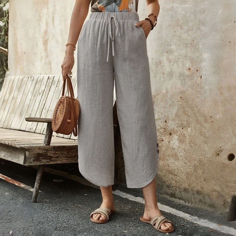 Cropped Cargo Pants With Drawstring