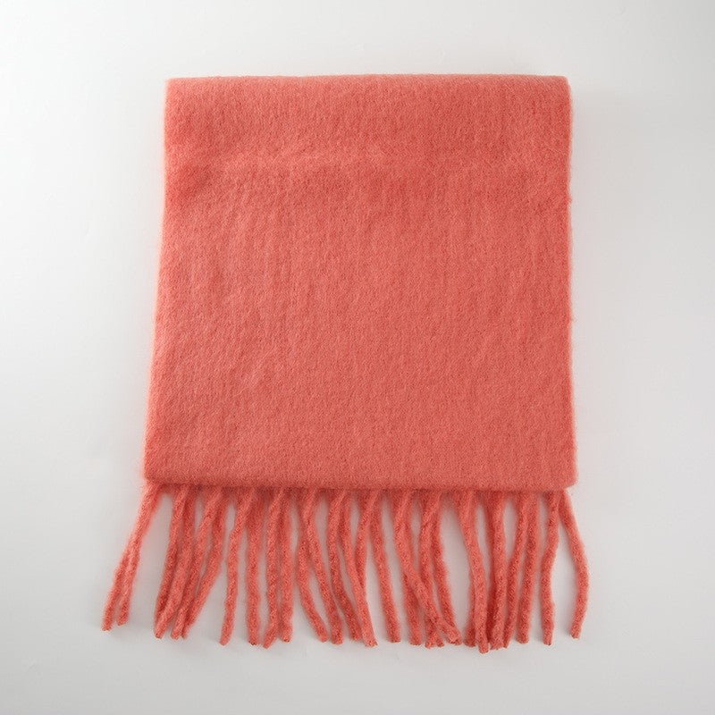 Solid Color Tassel Soft Wool Scarf
