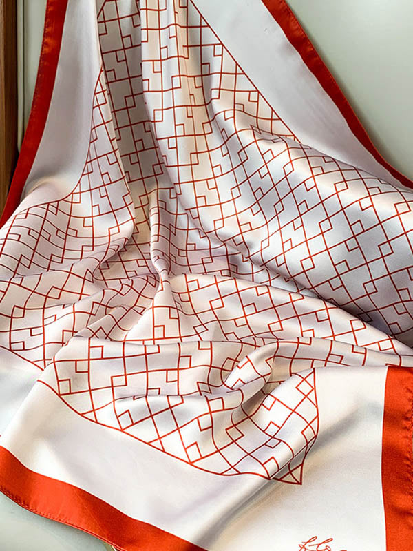 Original Geometry Printed Hair Band&Silk Scarf
