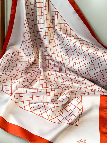 Original Geometry Printed Hair Band&Silk Scarf