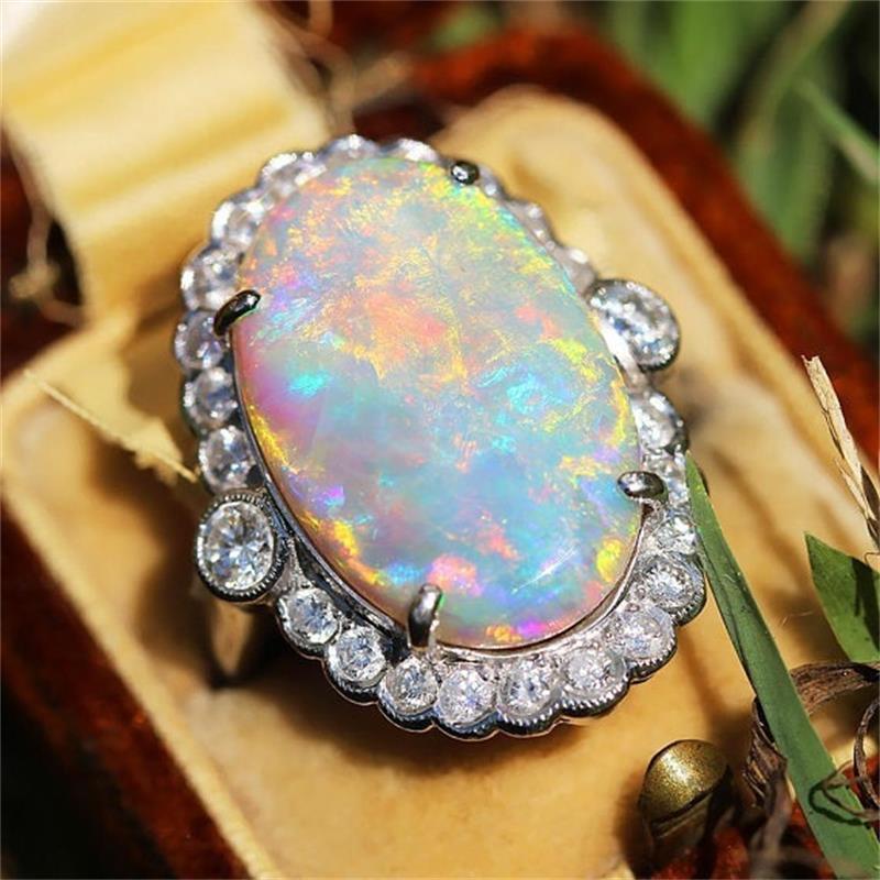 Imitation Opel Gold-Plated Mosaic Wedding Stone Ring