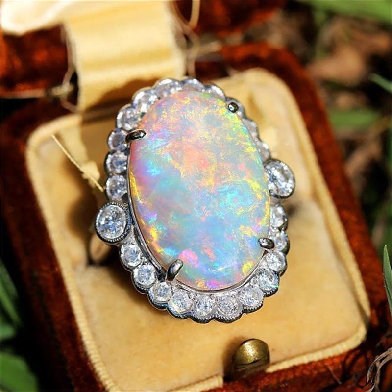 Imitation Opel Gold-Plated Mosaic Wedding Stone Ring