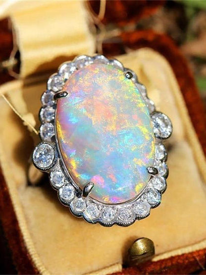 Imitation Opel Gold-Plated Mosaic Wedding Stone Ring