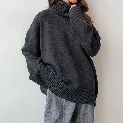 Winter High Neck Solid Color Knit Sweater