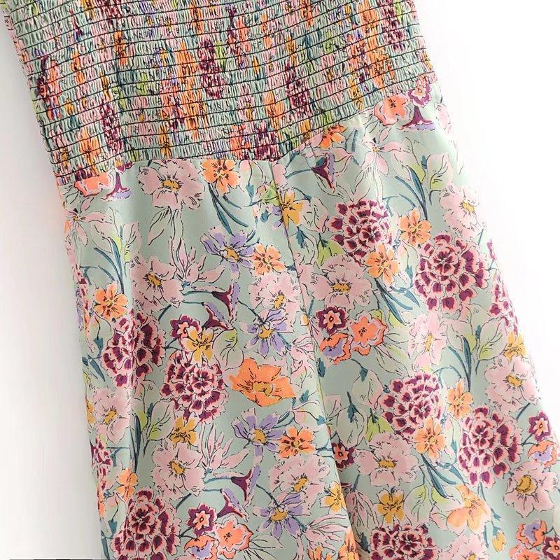 Bohemian Summer Stretch Print Jumpsuit Casual Pants