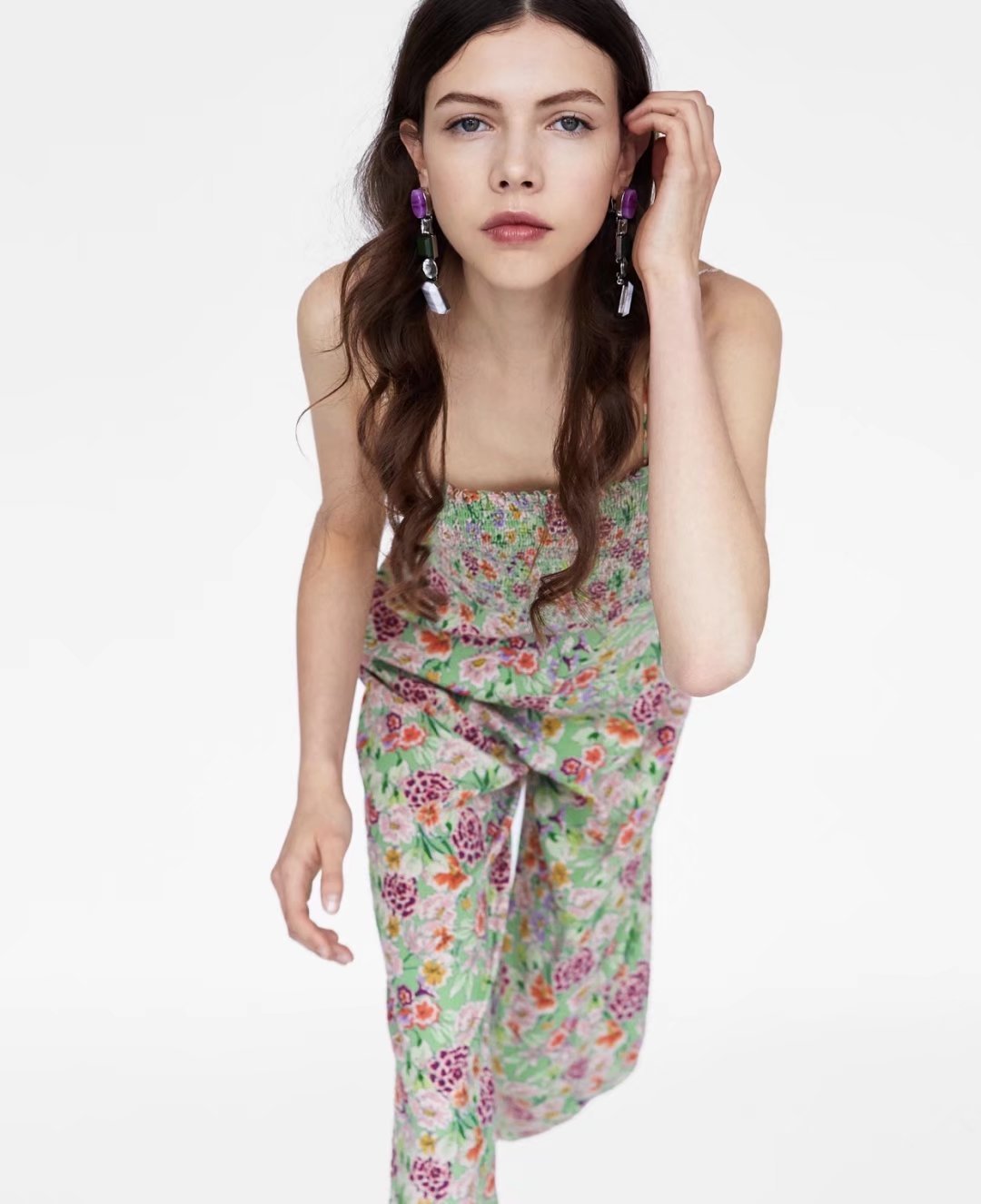 Bohemian Summer Stretch Print Jumpsuit Casual Pants