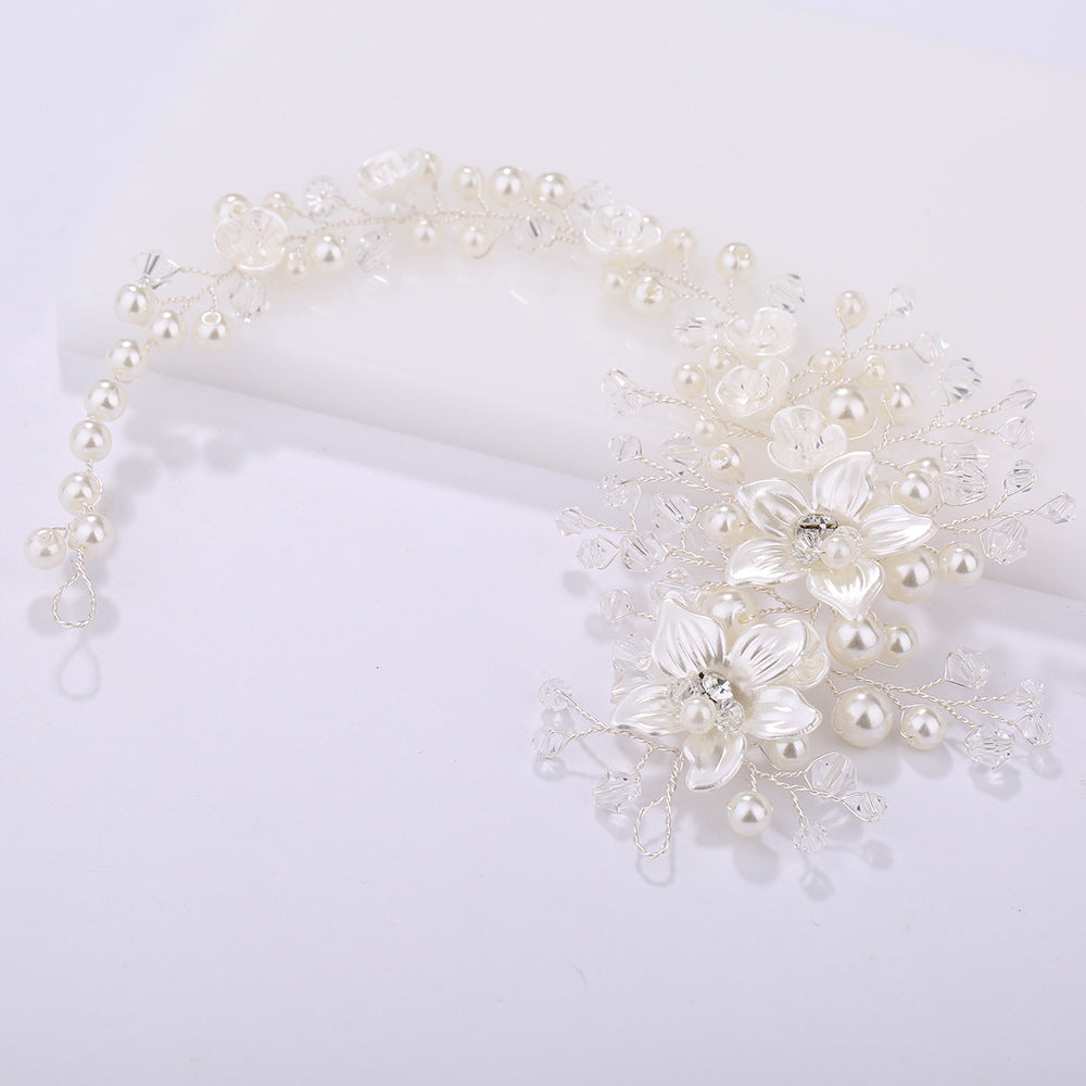Bridal Handmade Floral Pearl Crystal Headband Hair Accessory