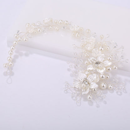 Bridal Handmade Floral Pearl Crystal Headband Hair Accessory