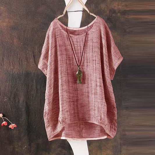Retro Literature And Art Fan Round-Collar Loose Recreational Sleeve Short-Sleeved T-Shirt