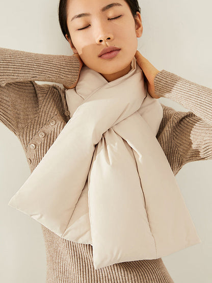 White Duck Down Keep Warm Solid Color Shawl&Scarf