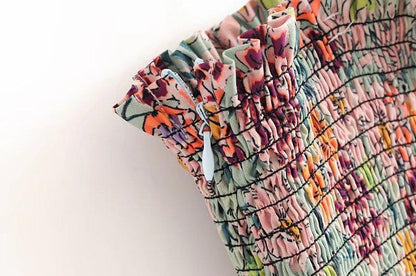 Bohemian Summer Stretch Print Jumpsuit Casual Pants