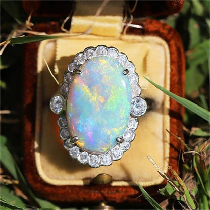 Imitation Opel Gold-Plated Mosaic Wedding Stone Ring