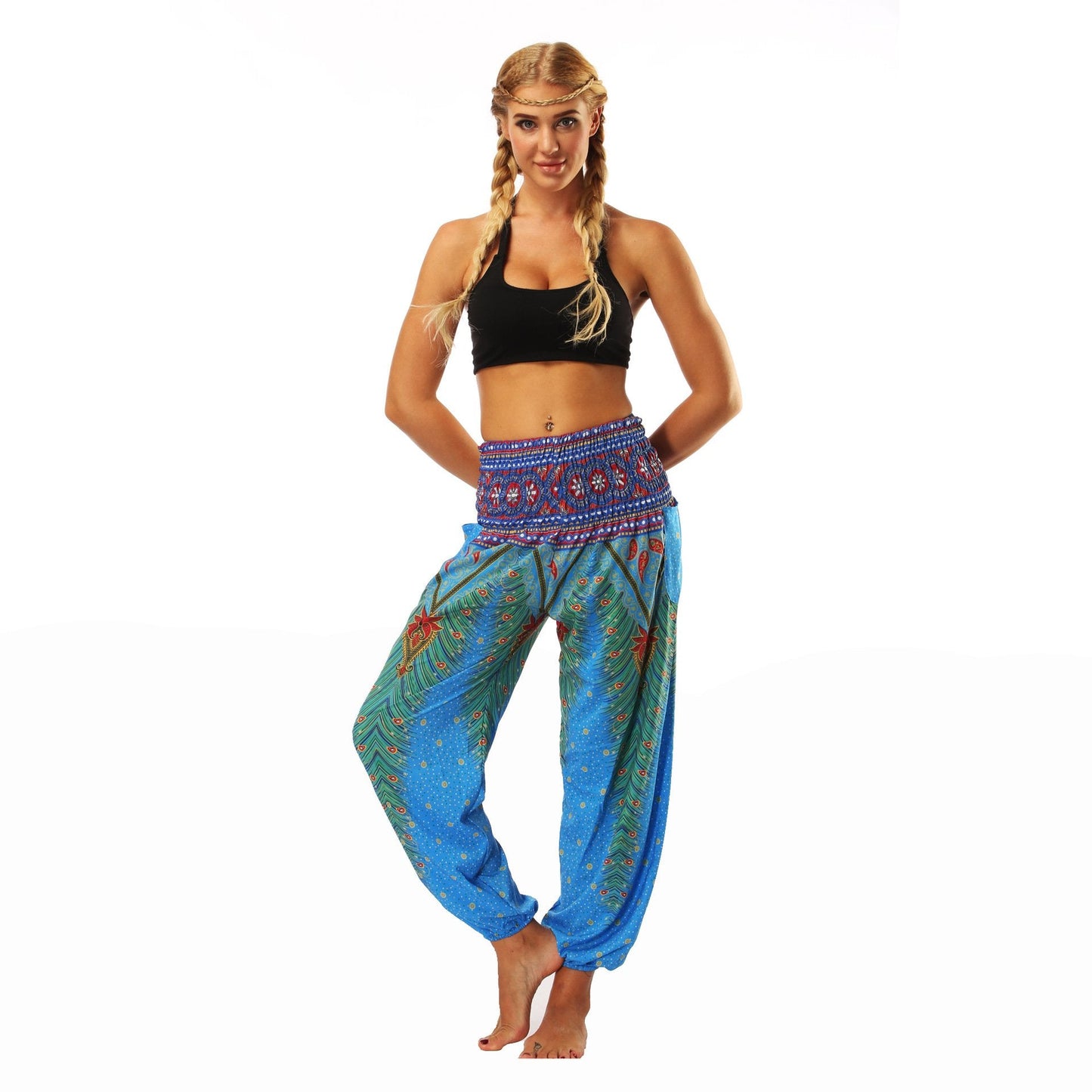 National Style Nepal Dot Seaside Loose Wide-Legged Casual Pants Fitness Exercise Yoga Lantern Pants Women 1