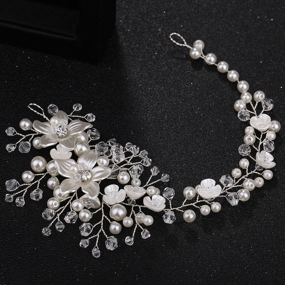 Bridal Handmade Floral Pearl Crystal Headband Hair Accessory