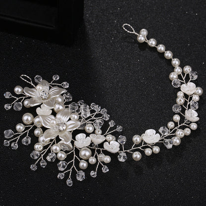 Bridal Handmade Floral Pearl Crystal Headband Hair Accessory