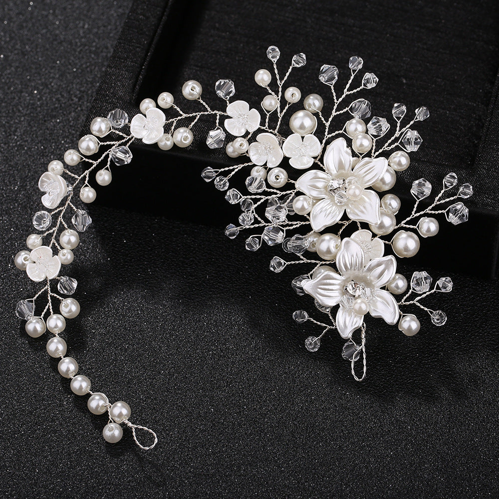 Bridal Handmade Floral Pearl Crystal Headband Hair Accessory