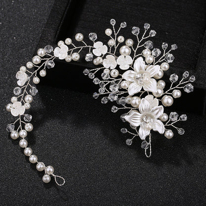 Bridal Handmade Floral Pearl Crystal Headband Hair Accessory