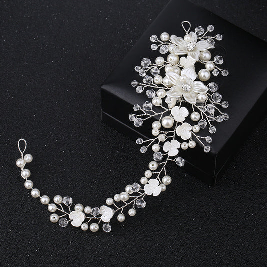 Bridal Handmade Floral Pearl Crystal Headband Hair Accessory