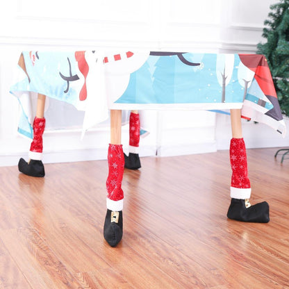 4Pcs Christmas Table Leg Covers Chair Socks Santa Feet Shoes