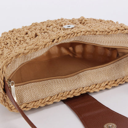 Cosbai - Half-Moon Straw Woven Crossbody Bag - Stylish &amp; Casual