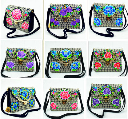 The New Embroidered Ethnic Bag, Mobile Phone Change Bag, Double-Layer Small Bag, Women'S Clutch Bag