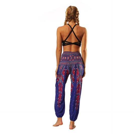 National Style Nepal Dot Seaside Loose Wide-Legged Casual Pants Fitness Exercise Yoga Lantern Pants Women 2