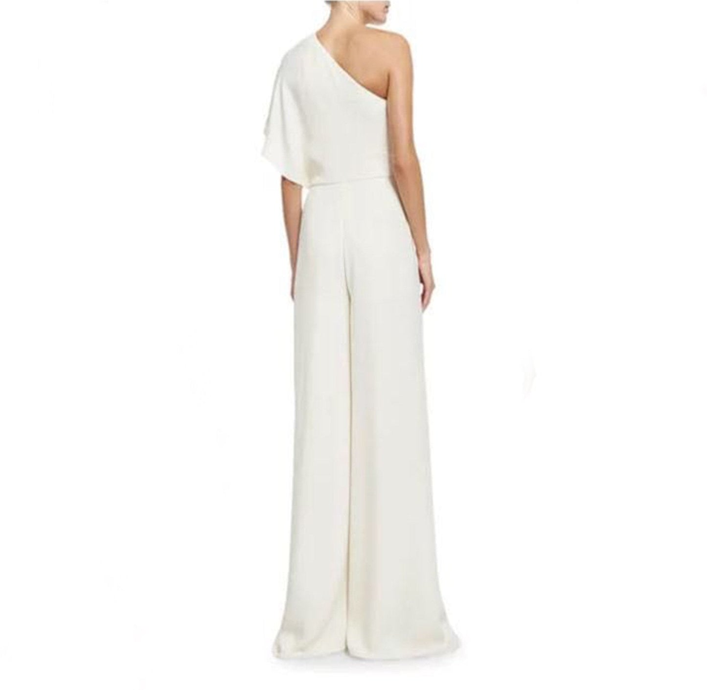 Solid Color One Shoulder Wide Leg Pants Jumpsuit