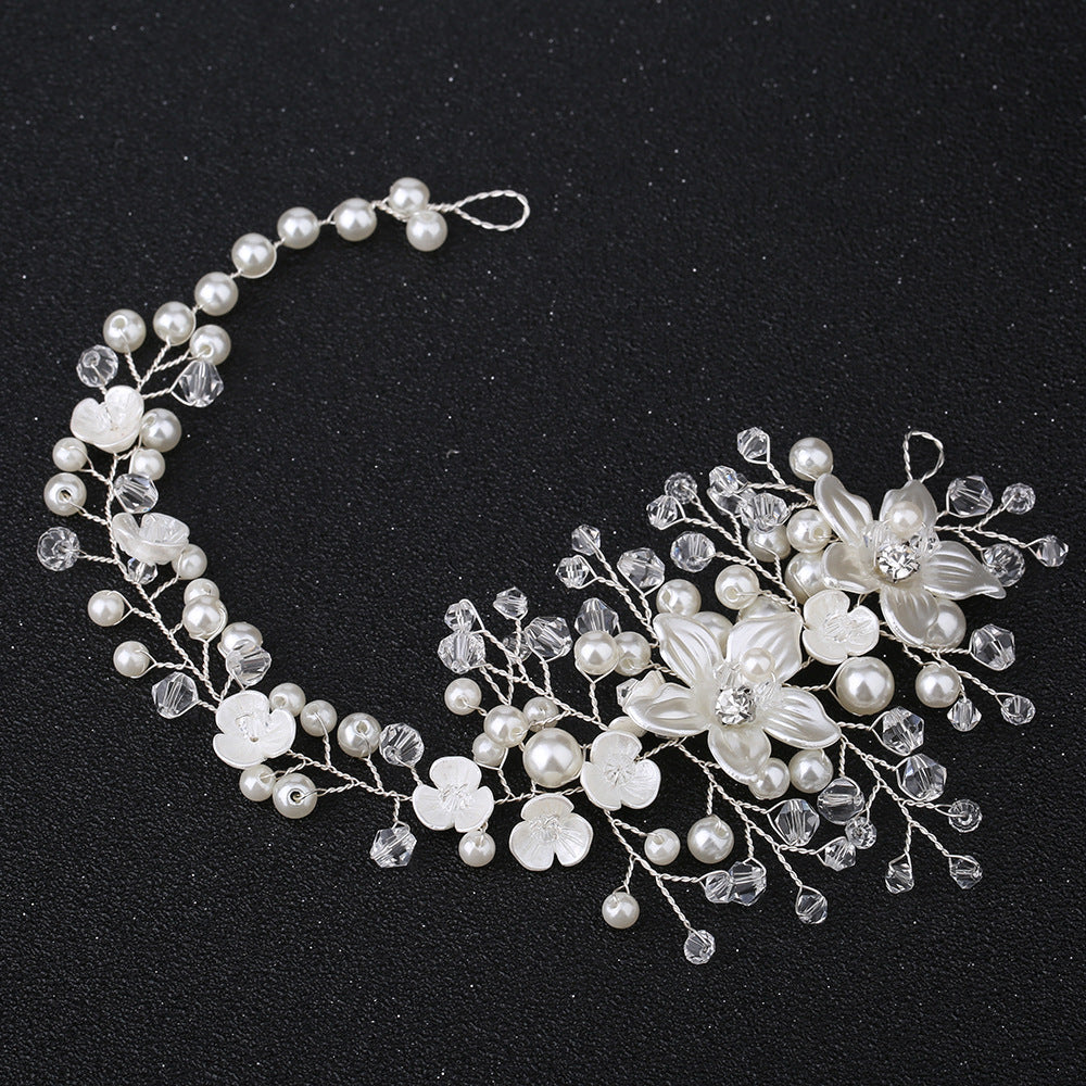 Bridal Handmade Floral Pearl Crystal Headband Hair Accessory