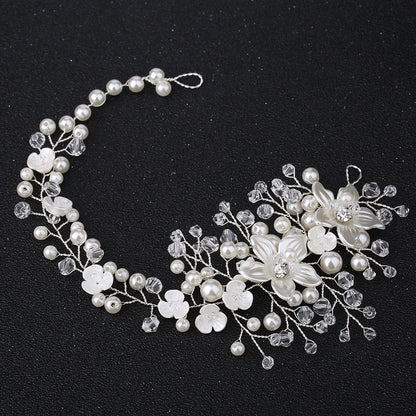 Bridal Handmade Floral Pearl Crystal Headband Hair Accessory